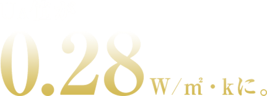 UA値が0.28W/m²・Kに。