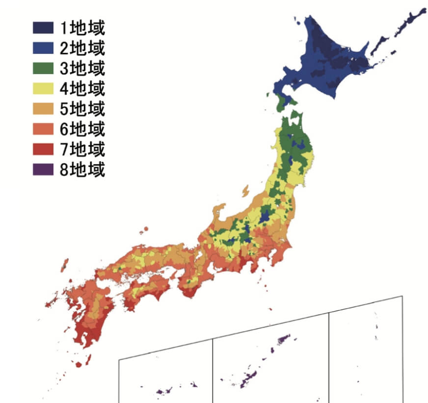 断熱等級の設定に欠かせない地域区分